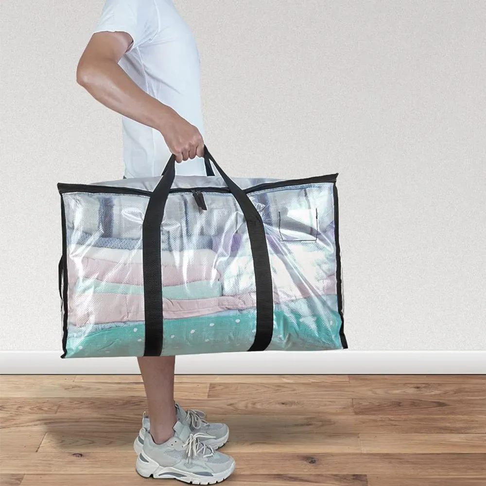 2Pcs 92L Oversized Moving Bag Transparent Christmas Holiday Heavy-Duty Storage Tote
