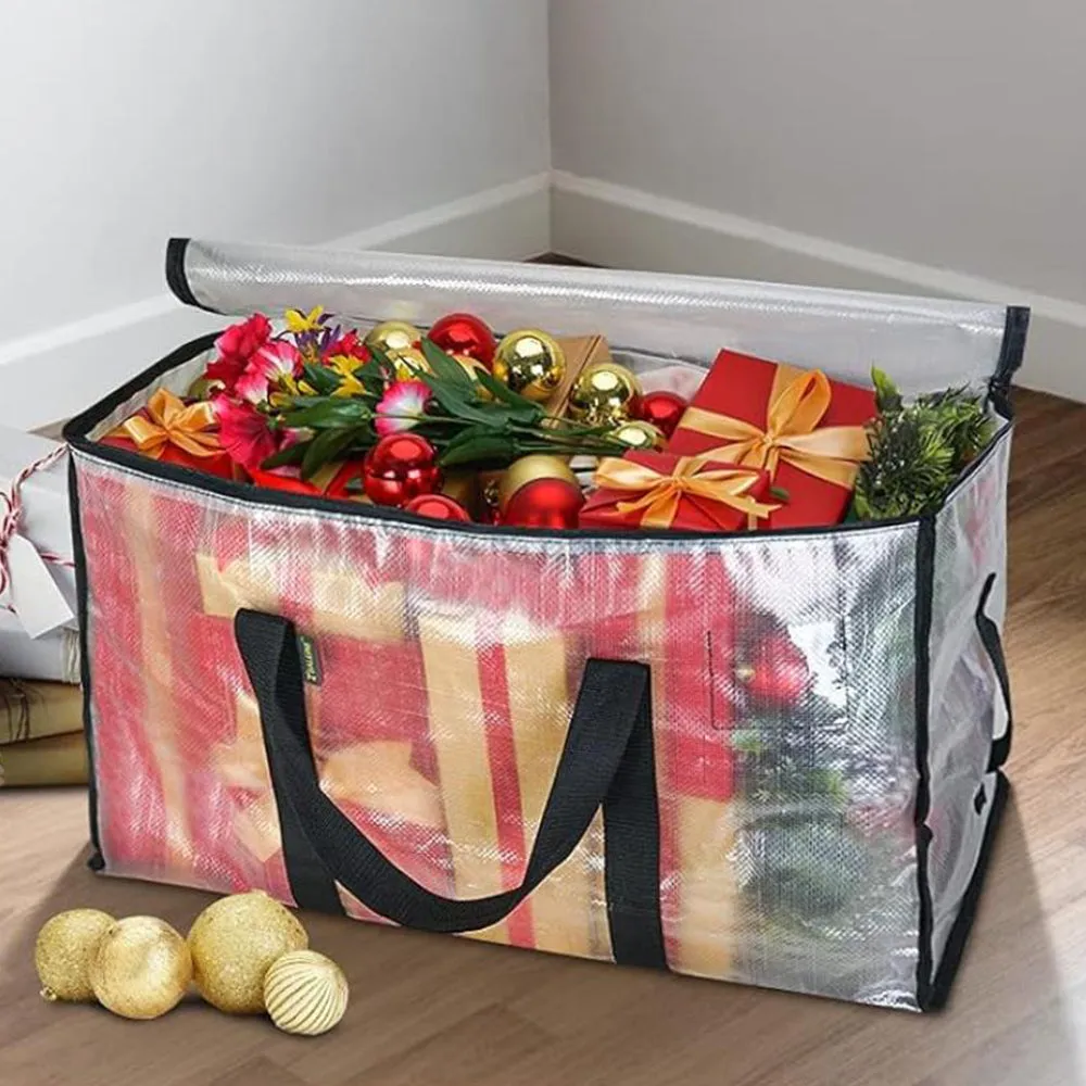 2Pcs 92L Oversized Moving Bag Transparent Christmas Holiday Heavy-Duty Storage Tote