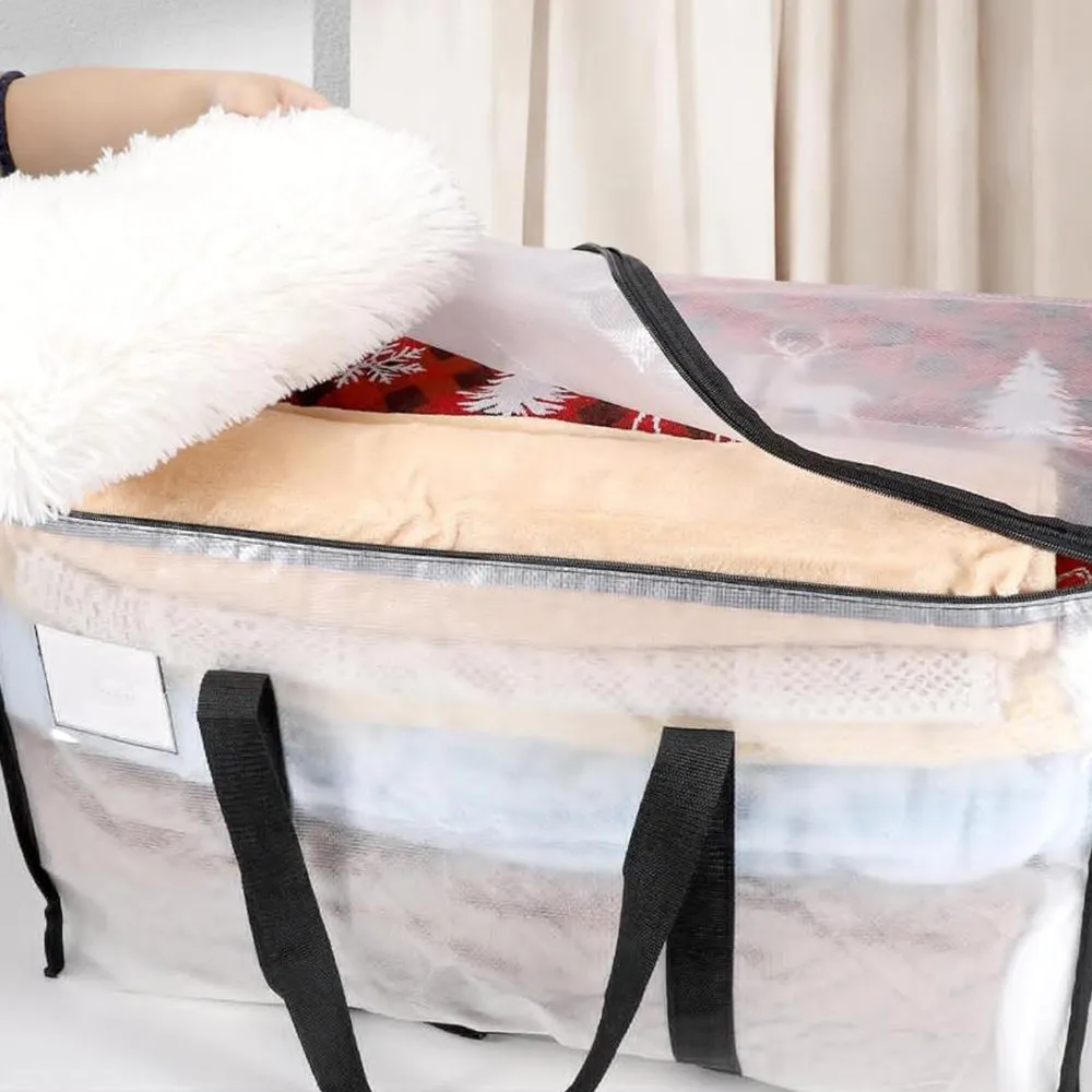 2Pcs 92L Oversized Moving Bag Transparent Christmas Holiday Heavy-Duty Storage Tote