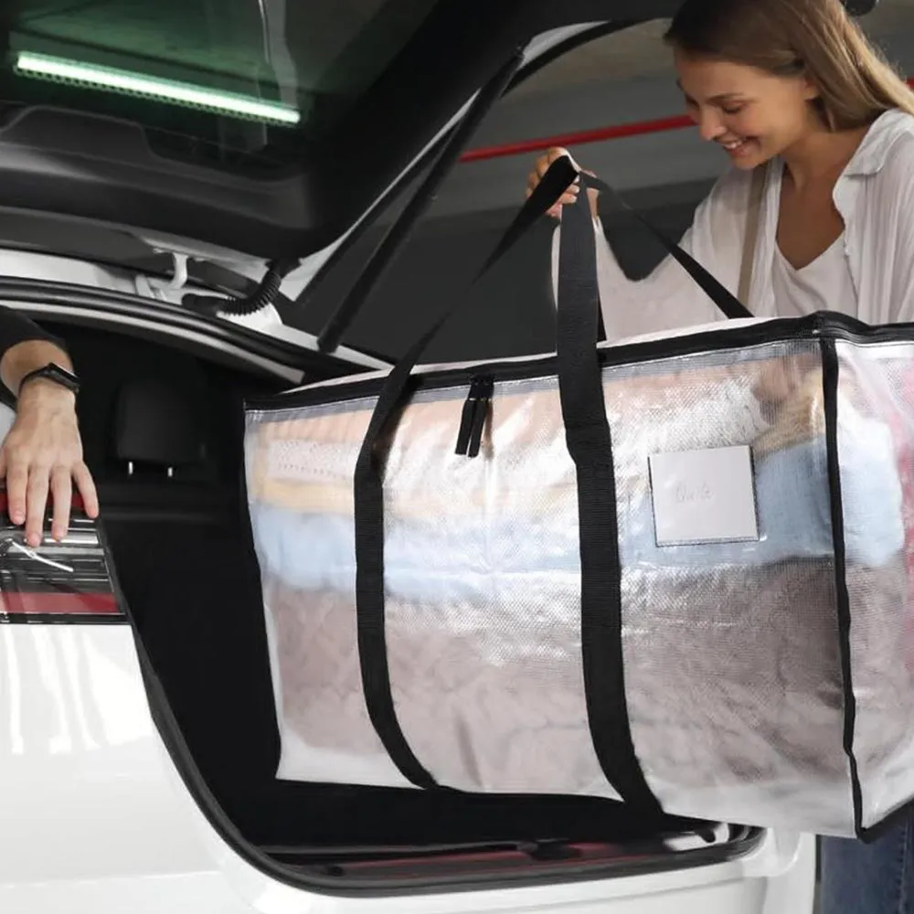 2Pcs 92L Oversized Moving Bag Transparent Christmas Holiday Heavy-Duty Storage Tote