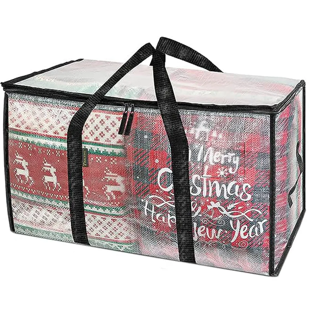 2Pcs 92L Oversized Moving Bag Transparent Christmas Holiday Heavy-Duty Storage Tote