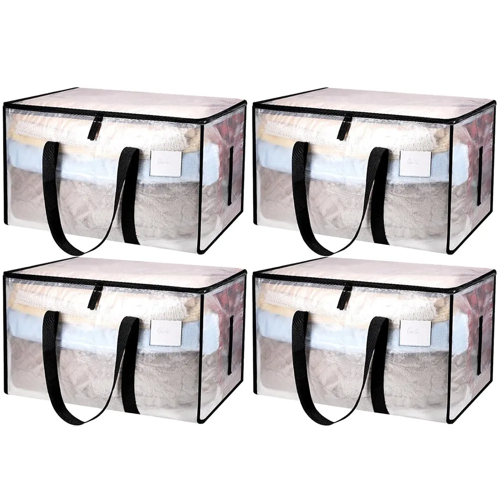 4Pcs 92L Oversized Moving Bag Transparent Christmas Holiday Heavy-Duty Storage Tote