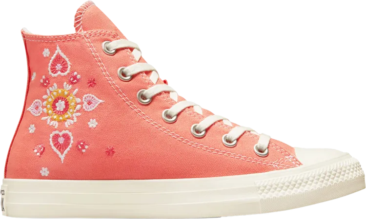 Converse Wmns Chuck Taylor All Star High Floral Embroidery Sneakers, Pink