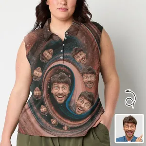 Custom Face Polo Sleeveless Tank Tops Personalized Retro Brown Tank Top