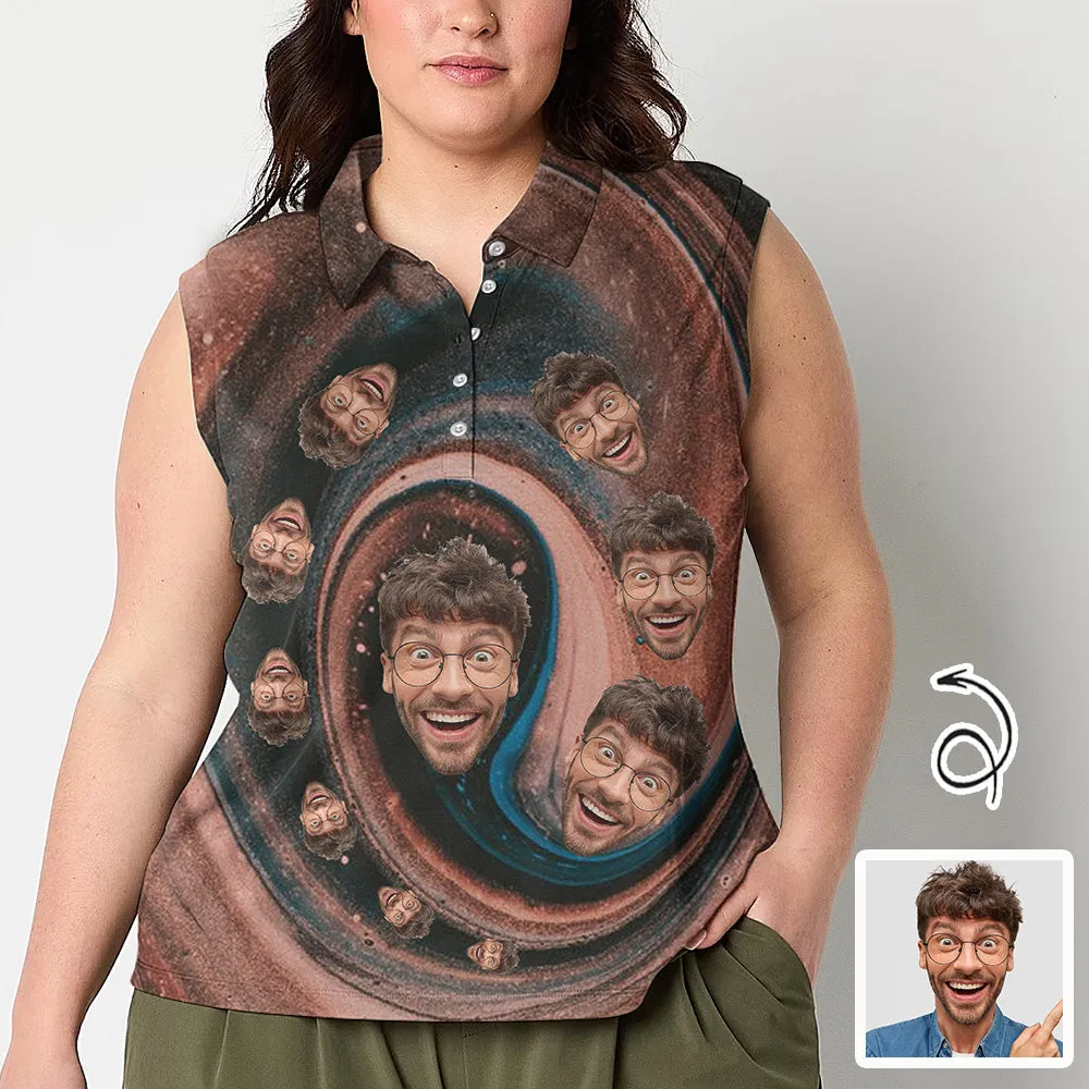 Custom Face Polo Sleeveless Tank Tops Personalized Retro Brown Tank Top