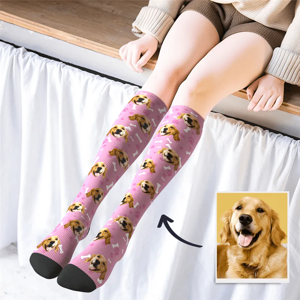 Custom Socks Knee High Socks Gift For Dog Lovers
