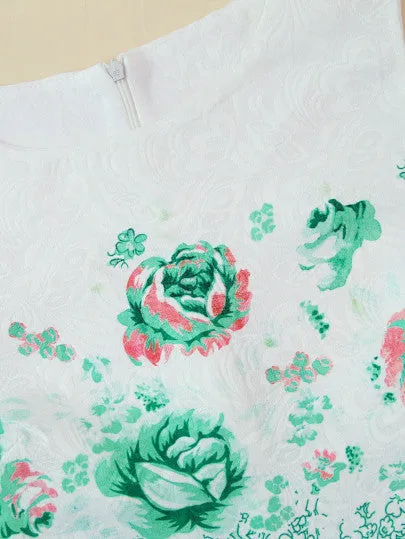 Floral mini skater evening dress