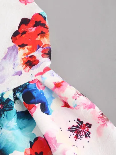 Floral mini skater evening dress
