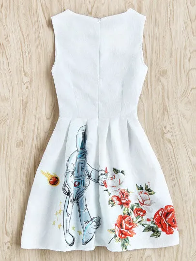 Floral mini skater evening dress