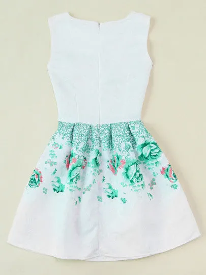 Floral mini skater evening dress