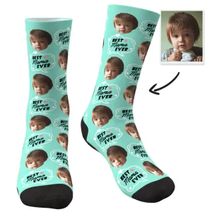 Gift For Mums Custom Photo Socks - Best Mum Ever Theme