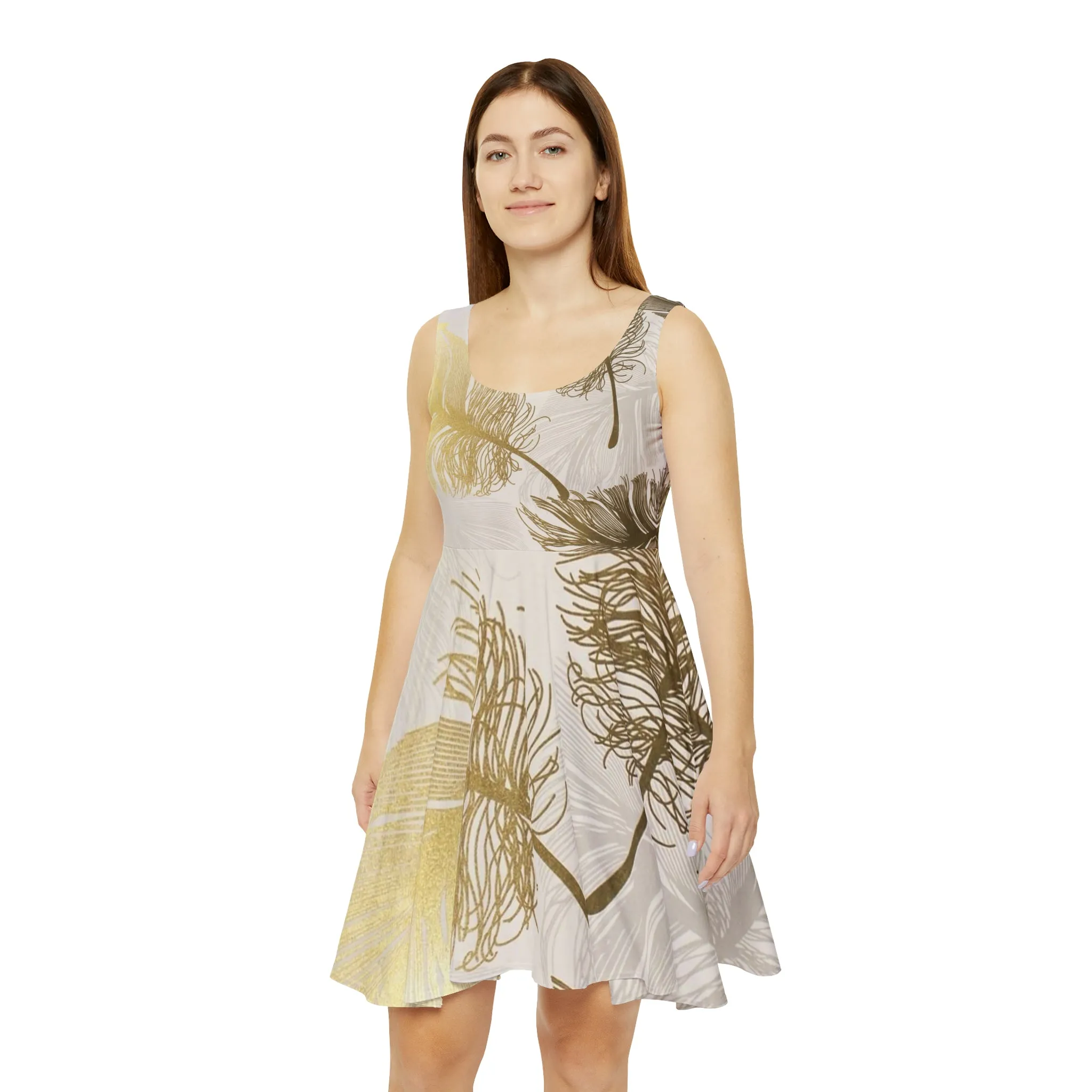 Golden Feathers - Inovax Women's Skater Dress