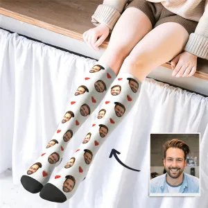 Long Distance Relationship Gift Boyfriend Face Knee High Socks