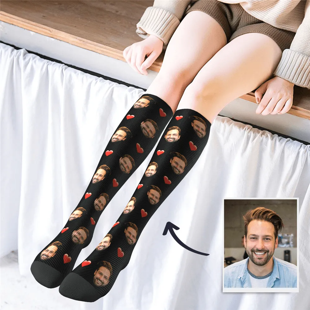 Long Distance Relationship Gift Boyfriend Face Knee High Socks