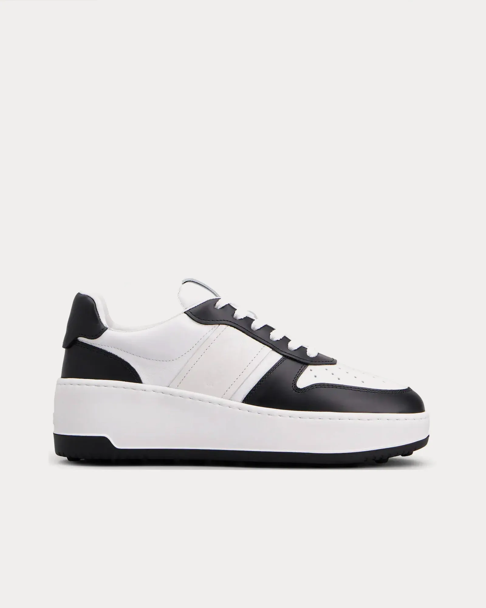 Platform Leather White / Black Low Top Sneakers